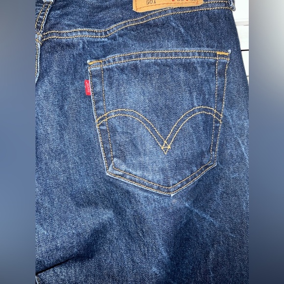Levi's Original 501 Straight Leg Button Fly Jeans - Dark - Picture 8 of 14